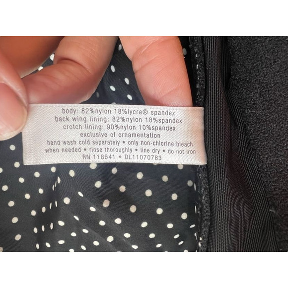 Lane Bryant Black & White Polka Dot Ruched Halter Bathing Suit - Size 18 - Picture 13 of 13
